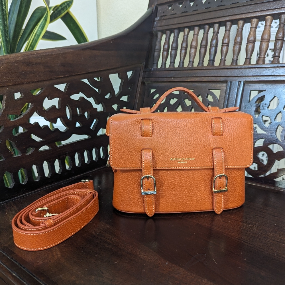 Aspinal of London--Orange  "Marmalade" Sasha Satchel